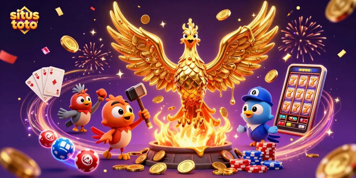 Experience the excitement of situs toto with this vibrant, dynamic 3D illustration featuring lottery elements and golden coins.