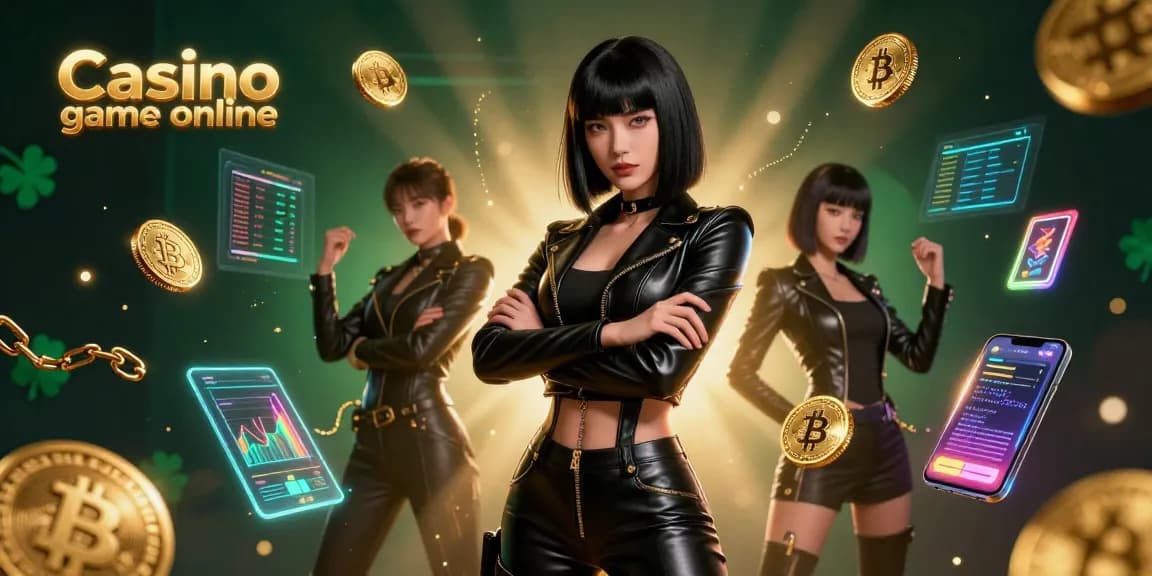 Experience epic Casino game online in a vibrant 3D illustration with futuristic crypto elements.