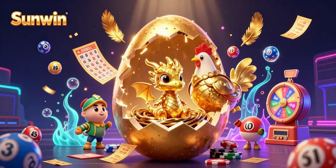Play Sunwin to win exciting games with a golden dragon and poker chips in a vibrant casino scene.
