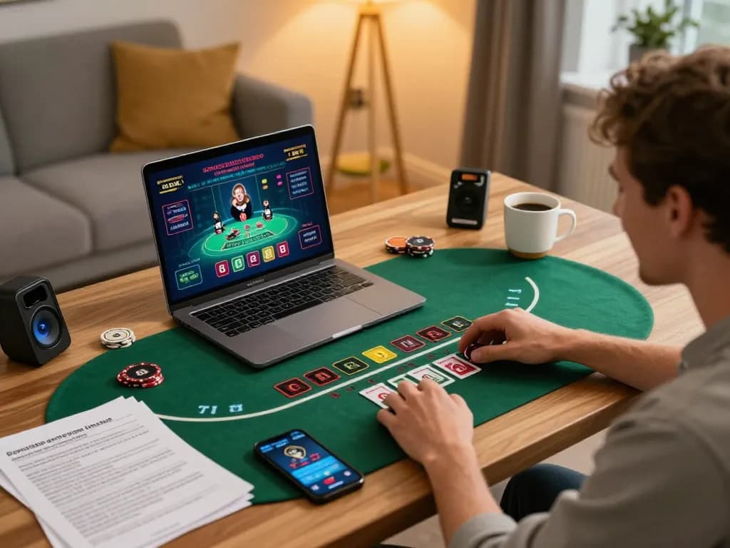 Toto8 link alternatif showcased in an engaging online blackjack session with a player engaged in strategic betting.