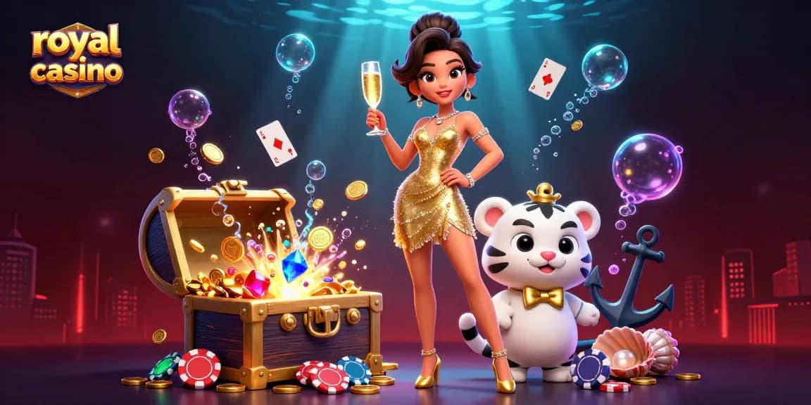 Experience the thrill of royal x casino with vibrant gameplay visuals featuring lucky characters and sparkling treasures.