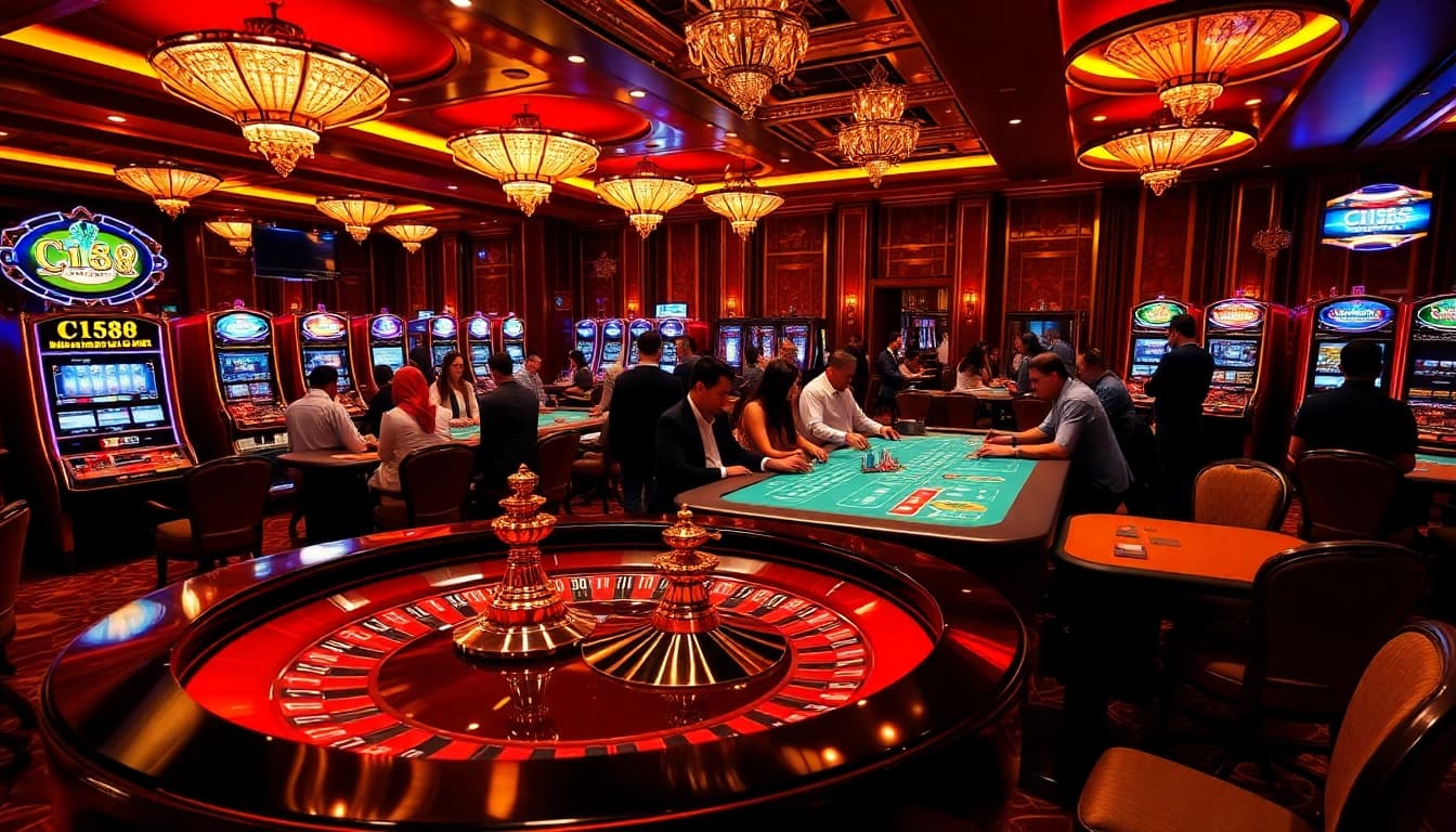 C168 players enjoying a thrilling casino atmosphere with vibrant gaming tables and exciting action.