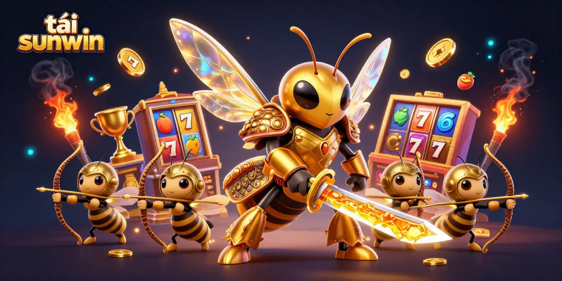 Experience exciting gameplay with tải sunwin in this vibrant 3D casino scene featuring dynamic slots and golden elements.