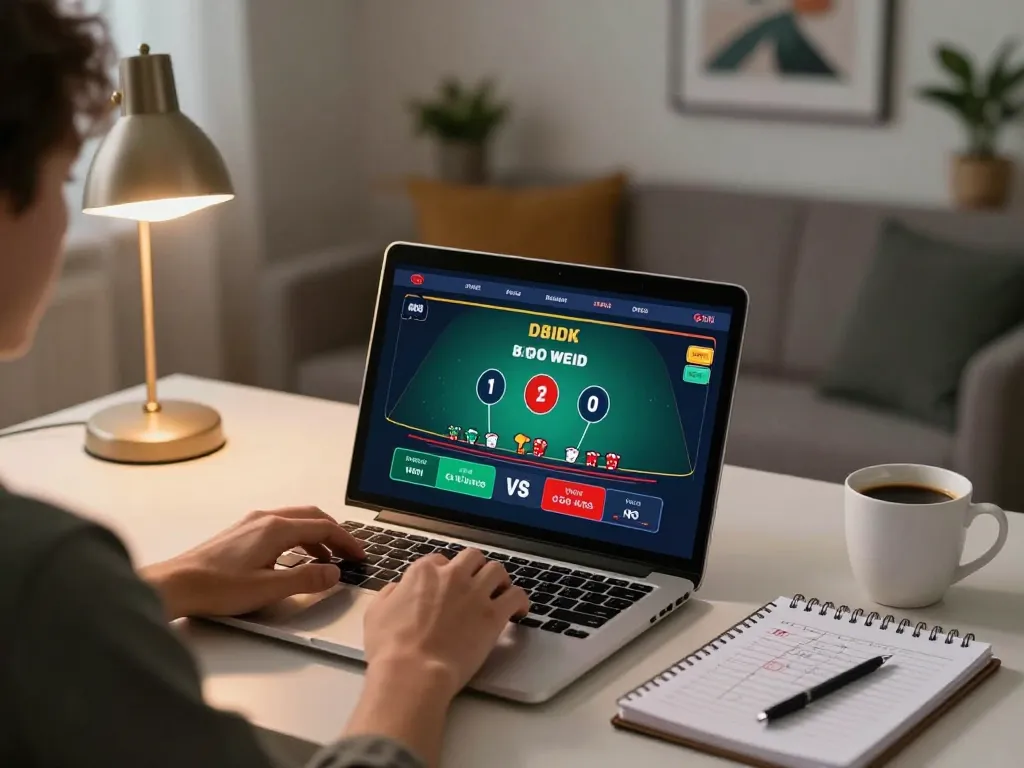 Bet on MB66 with live dealer action in a cozy home office setup, showcasing a modern gaming experience.