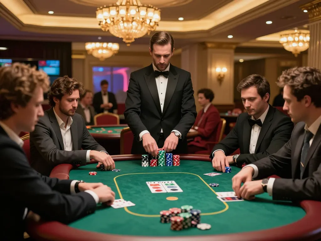 F8BET casino players intensely strategizing during a high-stakes poker game.