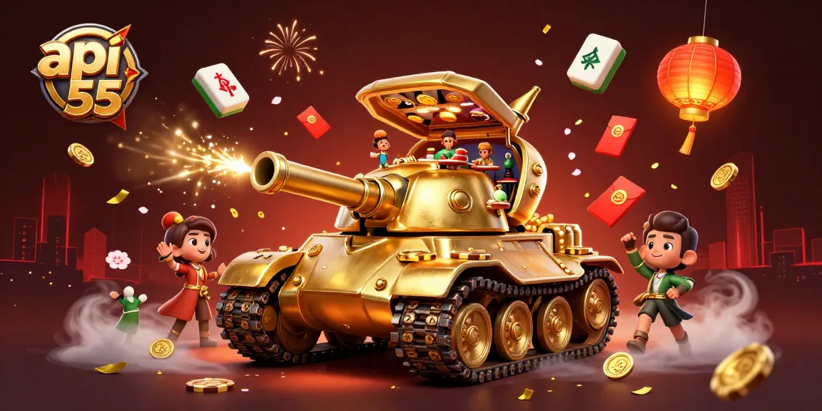 Spin the reels at api 55's vibrant digital casino scene featuring a golden beetle tank.
