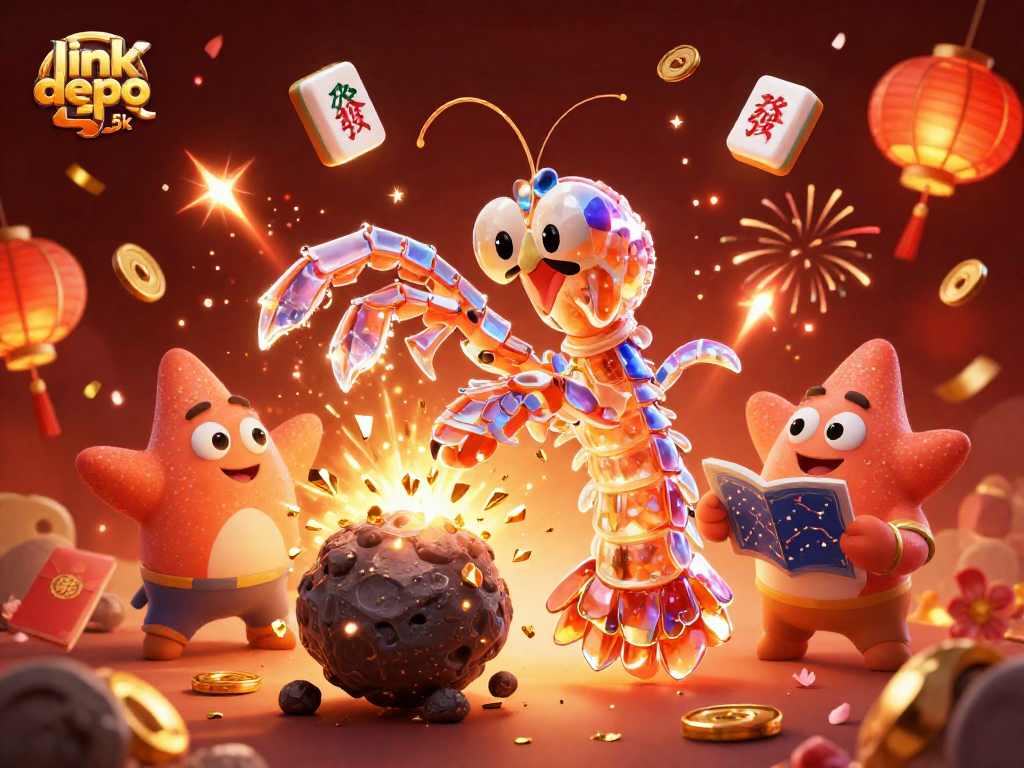 Experience the thrill of link depo 5k with a vibrant 3D casino scene exploding with golden coins and lively characters.