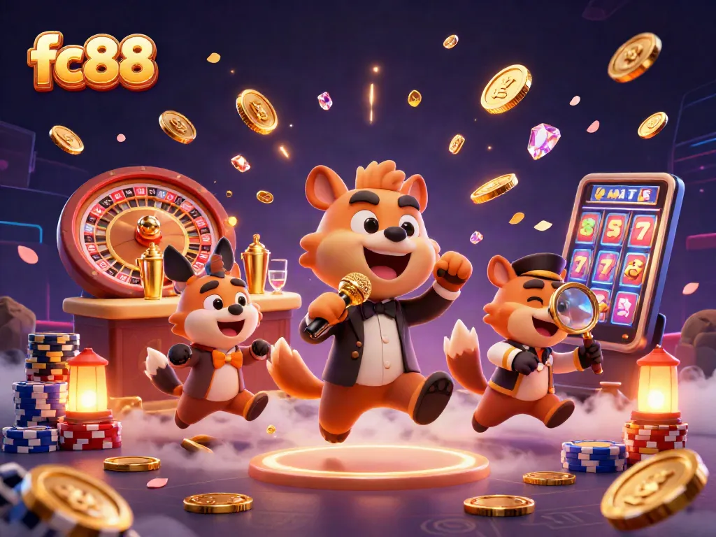Engage in thrilling gameplay at fc88 casino with colorful characters and dynamic casino elements.