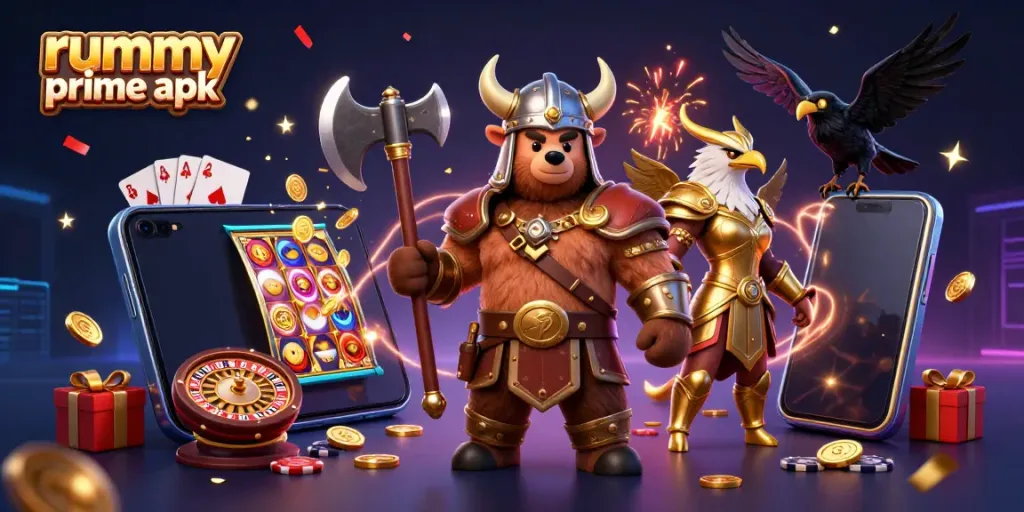 Play rummy prime apk with vibrant characters and engaging game elements in a dynamic scene.