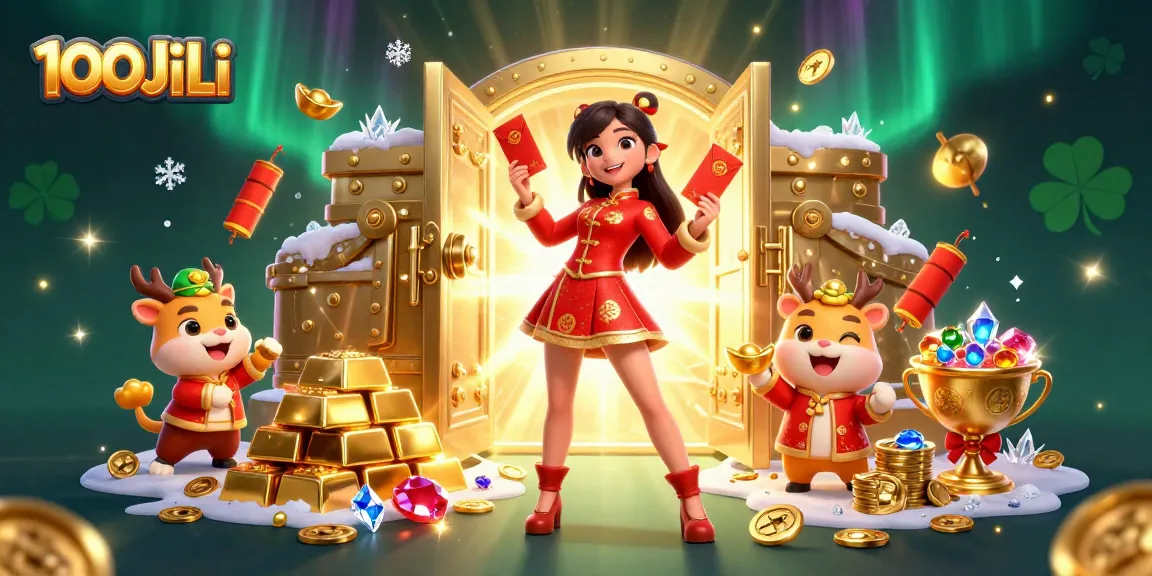 Experience exciting 100JiLi gameplay with vibrant characters celebrating Lunar New Year festivities.