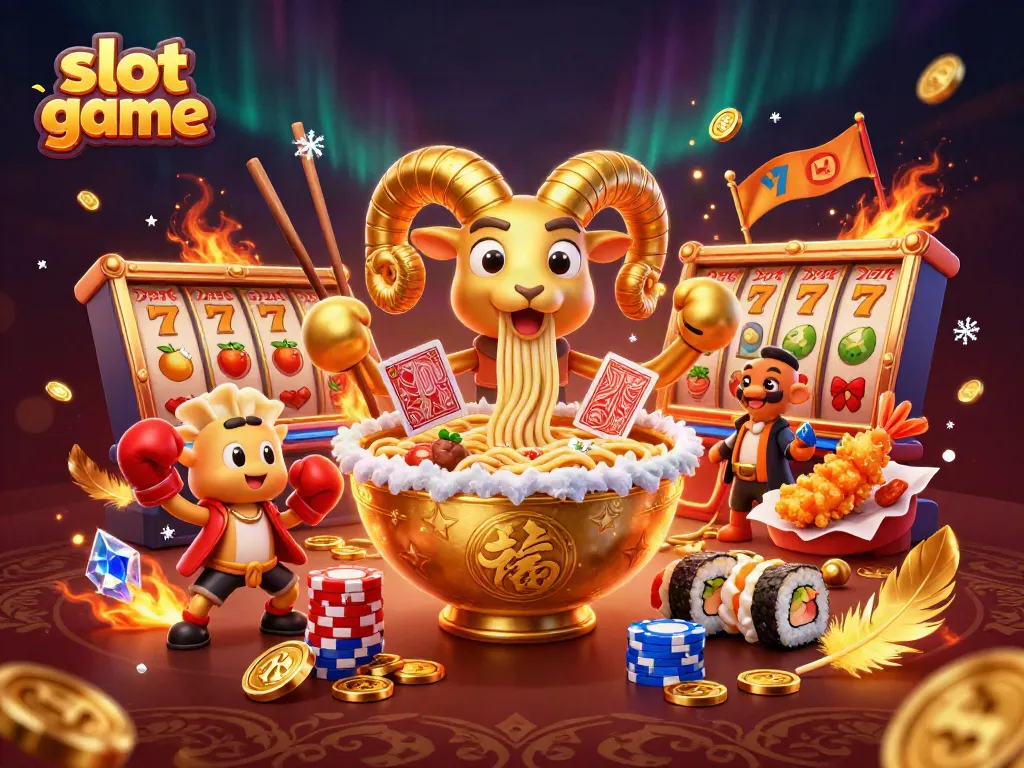 Visualisasi slot game dengan karakter unik dan suasana kasino yang menarik.