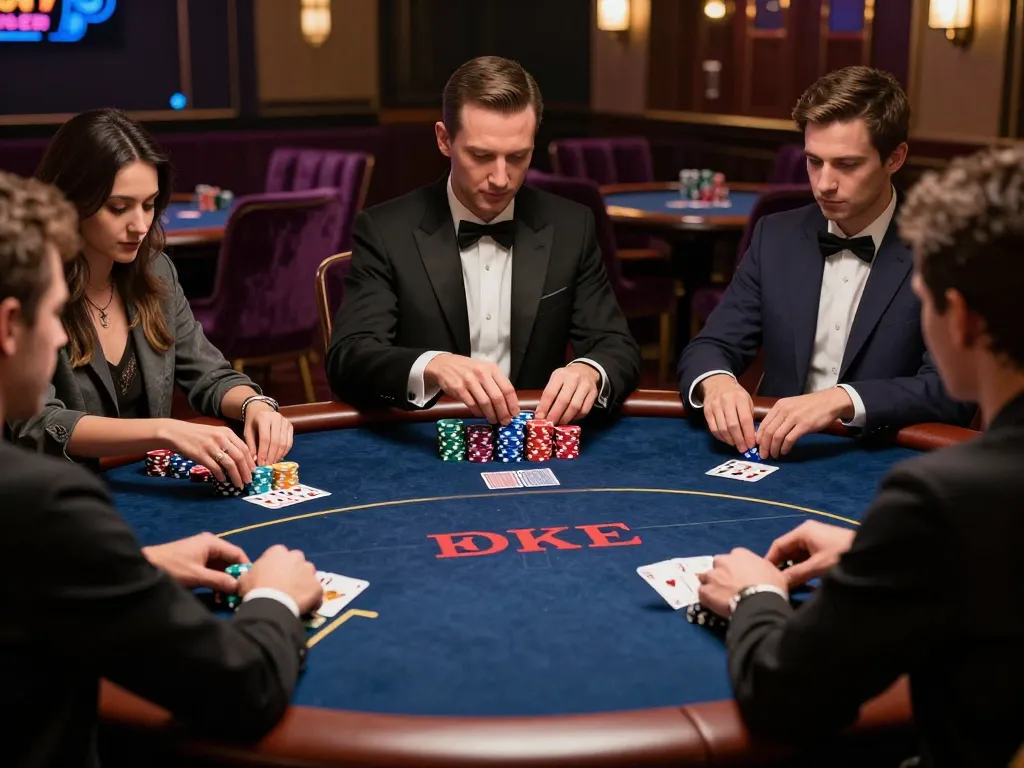 Action-packed poker scene with players engaged at a table, showcasing the excitement of 789P.