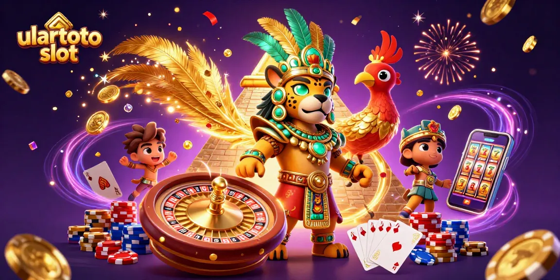 Mainkan ulartoto slot dengan simbol keberuntungan dan koin emas berkilauan.