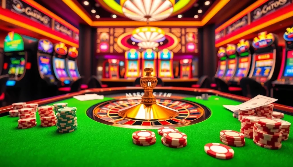 Players placing bets at a vibrant casino table highlighting MB66 in an exciting gambling atmosphere.