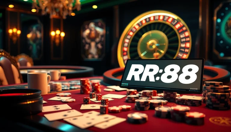 Experience high-stakes action at RR88 casino with vibrant tables and poker games.