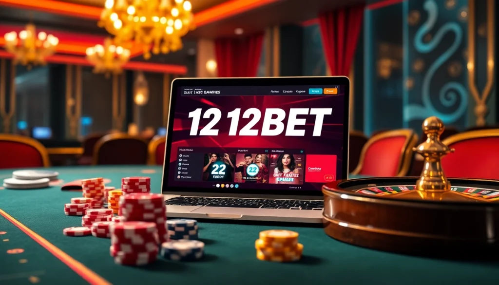 12BET online gaming interface showcasing exciting table games and vibrant casino elements.