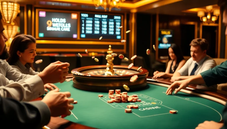 Betting on exciting poker gameplay at https://9keonhacai.com/ with vibrant casino ambiance.