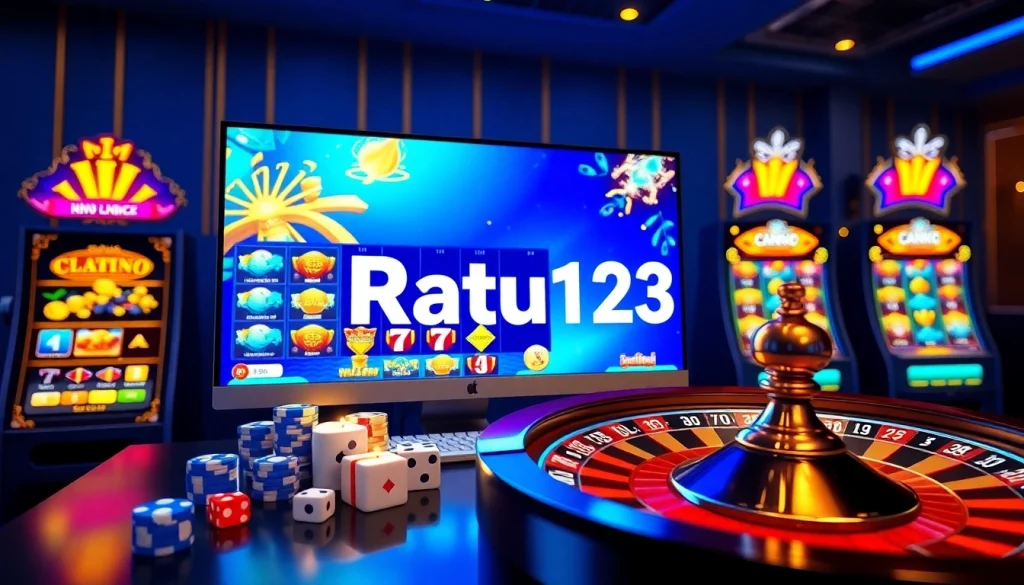 Nikmati permainan slot online Ratu123 yang dinamis dengan visual yang hidup dan elemen kasino profesional.