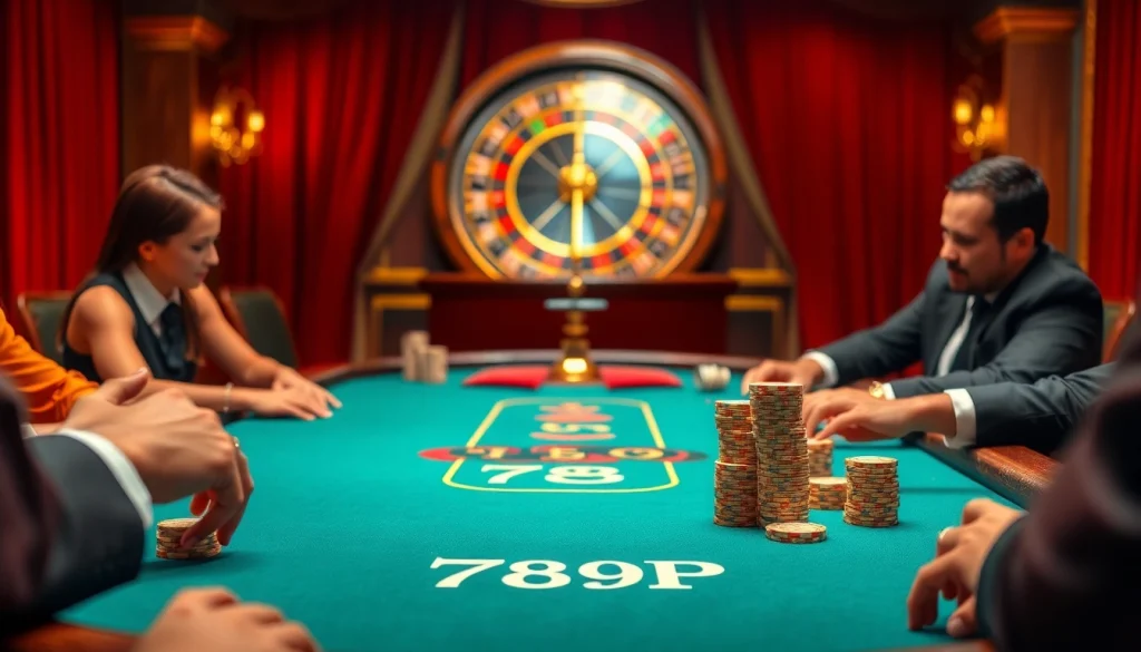 Experience the thrill of winning at 789P with vibrant casino tables and poker chips.