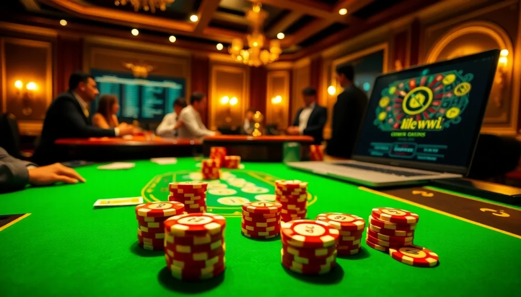 Engaging gameplay at a casino table showcasing the hidden wiki concept with digital elements.