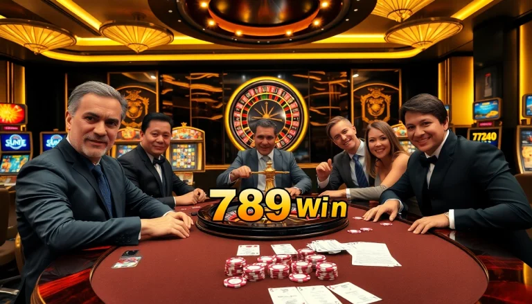 Experience the excitement of 789 Win with vibrant casino elements, poker chips, and thrilling gameplay.
