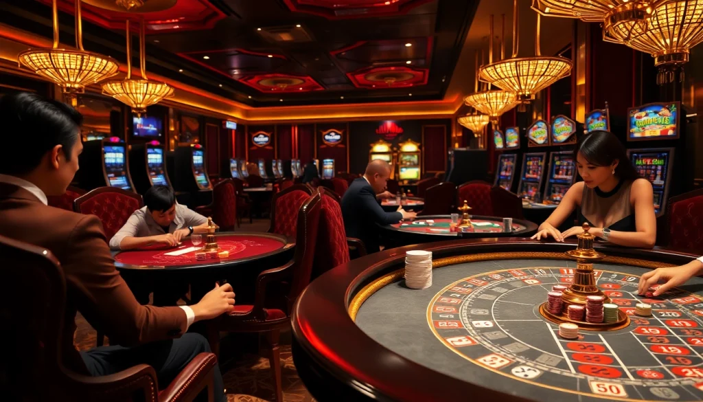 Experience the thrill of Bin88 with exciting gambling tables and vibrant slot machines.