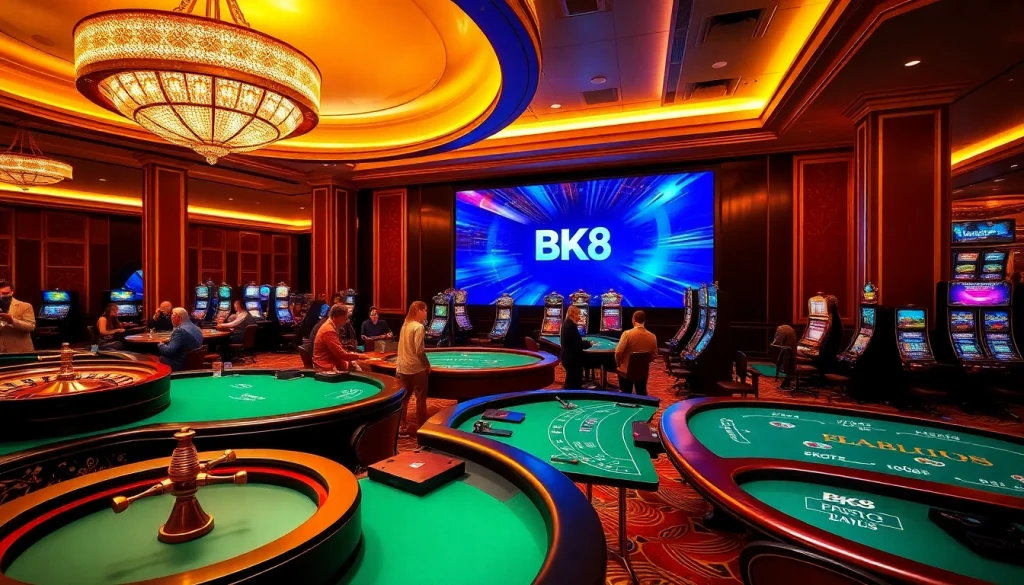 Players enjoy engaging games at BK8 casino, showcasing thrilling betting and vibrant gaming ambiance.