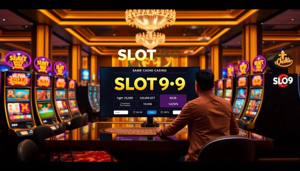 Exciting gameplay at SLOT99 casino with vibrant slot machines and engaging virtual interfaces.