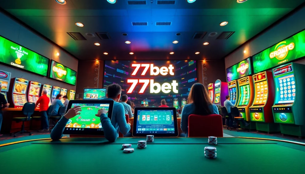 Exciting 77bet online betting platform showcasing sports, casino, and slots games.
