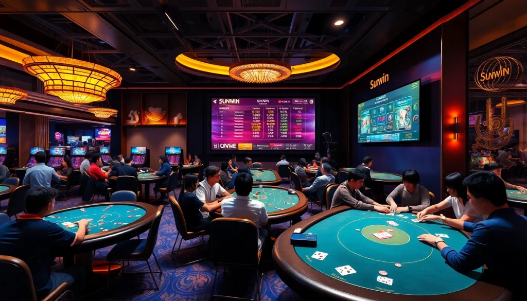Exciting gaming atmosphere at Sunwin showcasing players engaged in online card games.