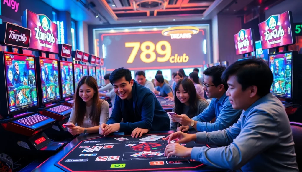 Engaging gaming scene featuring players at 789club enjoying card games.