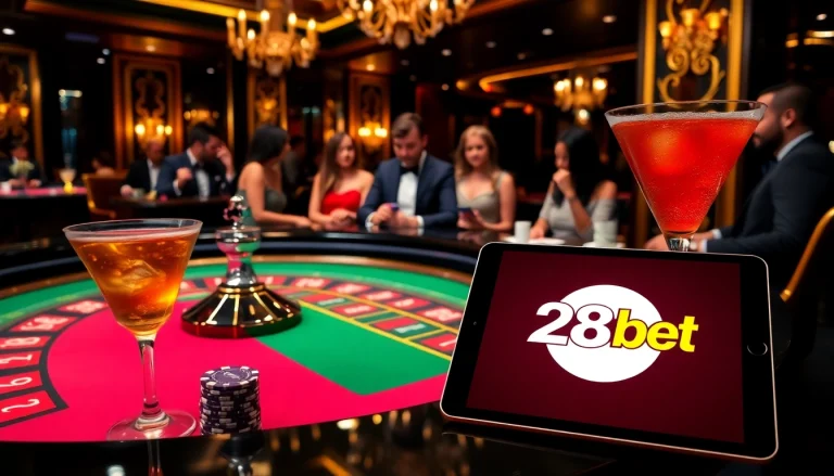 Players enjoying a thrilling game of roulette at 28bet's luxurious casino, capturing the essence of excitement.