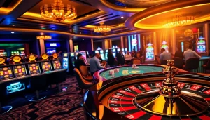 LUCK8 players enjoying a high-stakes game around a glamorous casino table.