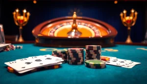 Exciting gambling scene at 58win poker table with vibrant chips and cards.