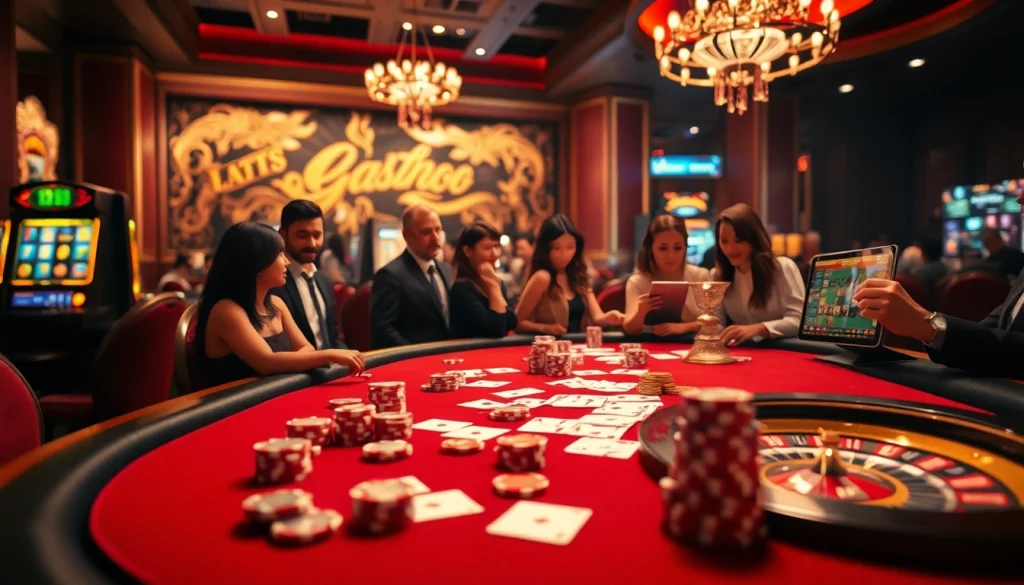 Exciting casino scene featuring 88aa branding, poker chips, and vibrant slot machines.