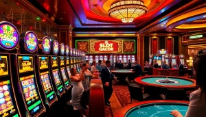 Experience the thrill of Slot Gacor at a vibrant casino with excited players winning big!