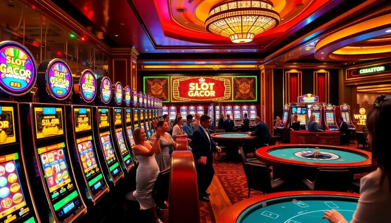 Experience the thrill of Slot Gacor at a vibrant casino with excited players winning big!