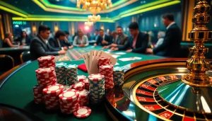 Experience thrilling gameplay at a Big Gaming Provider casino featuring vibrant poker chips and a roulette wheel.