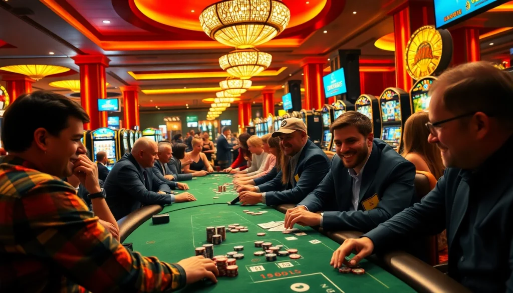 Menang besar di dewabet dalam suasana kasino yang megah dan bersemangat.