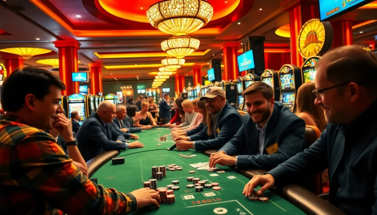 Menang besar di dewabet dalam suasana kasino yang megah dan bersemangat.