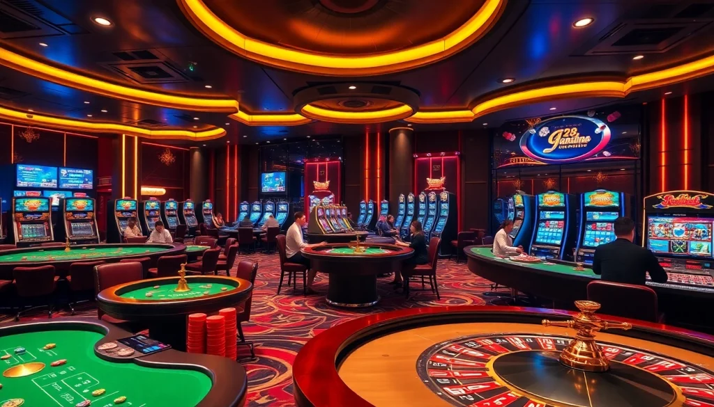 Experience thrilling online gaming with g28-offical.com as players engage at vibrant casino tables.