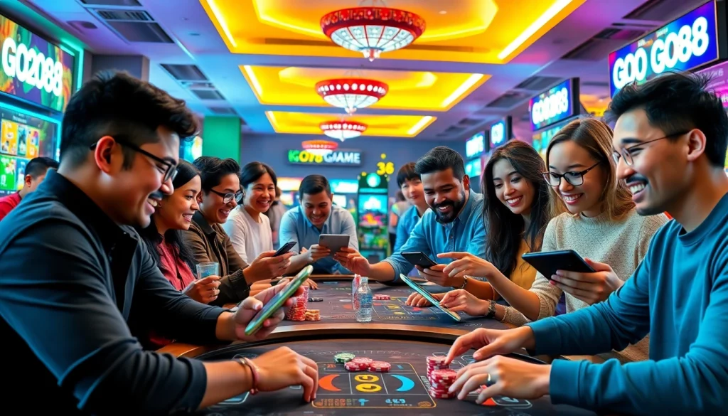Players enjoying exciting games at the GO88 platform, showcasing vibrant gaming energy.