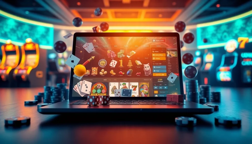 Engaging image depicting the Nhatvip support platform with modern gaming elements, showcasing trust and excitement.
