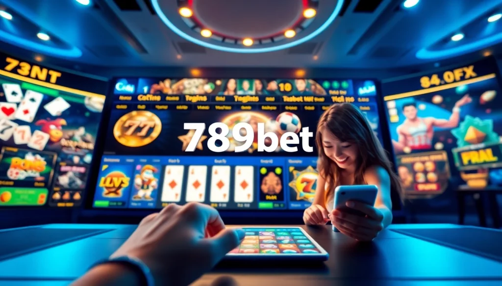 Engaging scene of a player enjoying 789bet's online casino with a friendly interface and various gaming options.