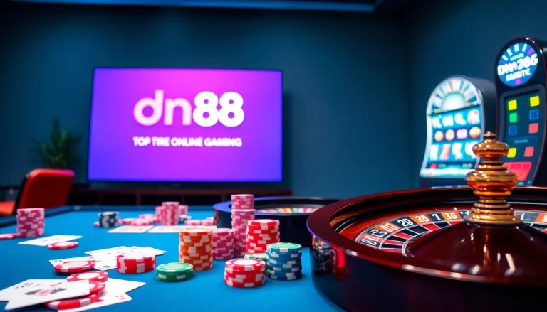 Experience high-stakes gaming at the trang chủ dn88 with vibrant casino elements and excitement.