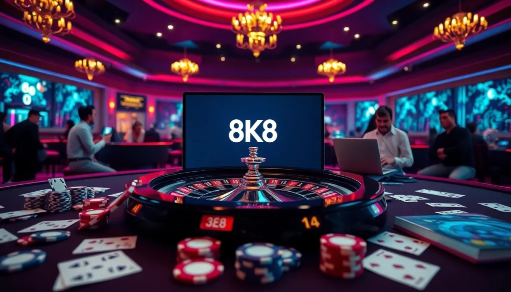 Join the excitement at 8K8 by spinning the roulette wheel in a vibrant online casino atmosphere.