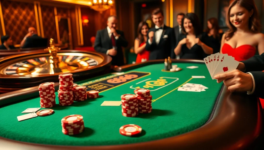 Engage in thrilling gameplay at the BDTK66 poker table with vibrant chips and excitement.