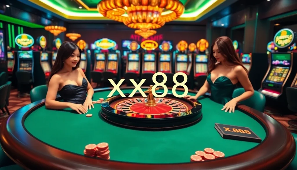 Exciting gambling experience at xx88 casino with vibrant roulette and interactive dealers.