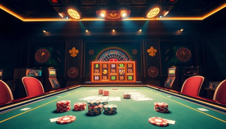 Experience thrilling nổ hũ đổi thưởng action with vibrant slot machines in a luxurious casino setting.