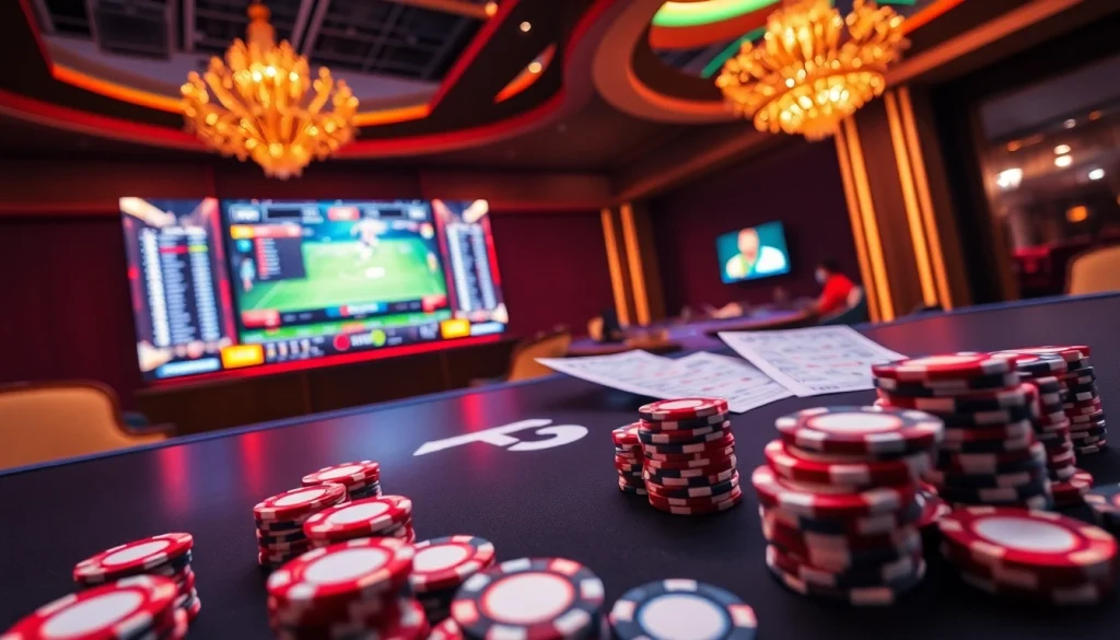 Experience excitement in Judi Bola Piala Dunia with vibrant betting slips and poker chips.